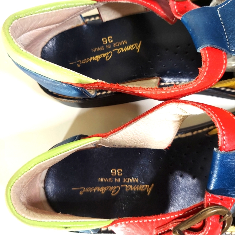 Hanna Anderson Multicolor Leather Ankle Strap Fisherman Sandals Women's Size 36 - Picture 6 of 16